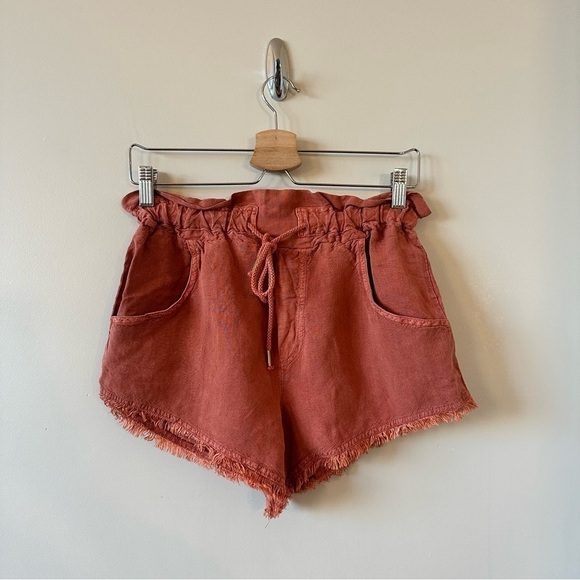 YOUNG Broke & Fabulous-Linen Blend Shorts With Raw Hem (Size:XS) - Picture 2 of 8